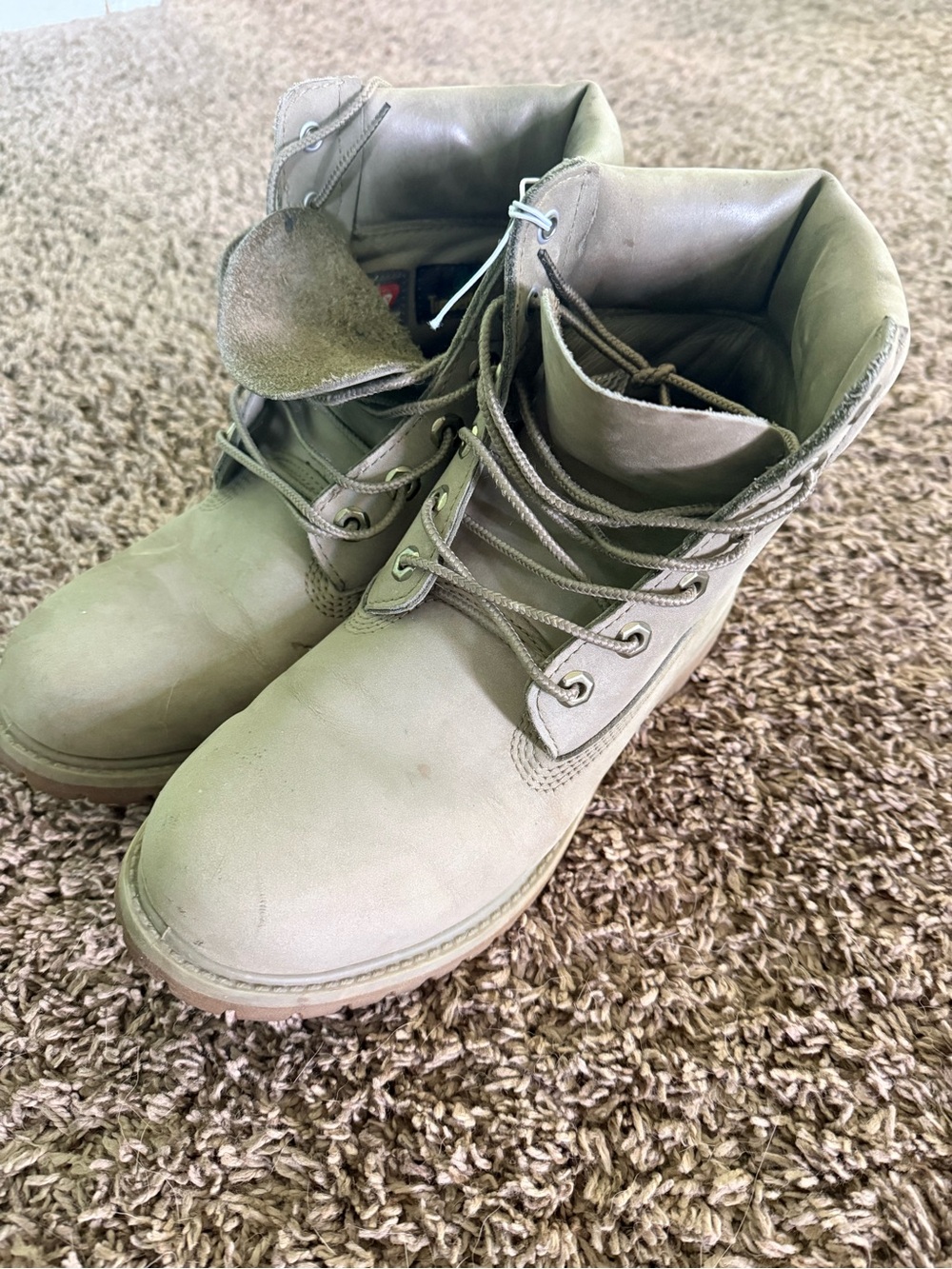 Timberland Women’s Premium 6-Inch Waterproof Taupe Nubuck Boots Size 9